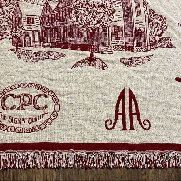 Vintage Rare Avon Mrs Albee Collectible Throw Blanket Red Cream - Picture 4 of 11